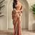 Pinkish Brown Shining Tissue silk blend Saree