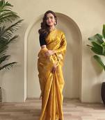 Yellow Shining Tissue silk blend Saree