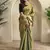 Olive Green Shining Tissue silk blend Saree