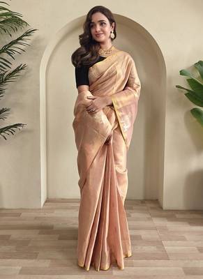 Pink Shining Tissue silk blend Saree 1
