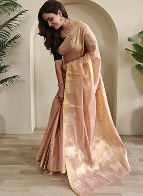 Pink Shining Tissue silk blend Saree 2