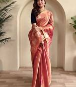 Onion Pink Shining Tissue silk blend Saree