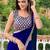 blue georgette sequin saree with blouse
