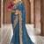 dark greyish blue embroidered georgette saree with blouse