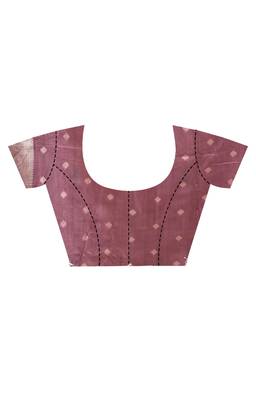 wine linen silk saree with blouse piece 6
