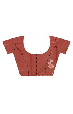maroon Chanderi silk blend Saree With Blouse Piece 4
