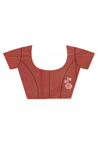 maroon Chanderi silk blend Saree With Blouse Piece