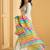 Off-white silver embroidery silk sharara with multicolor striped dupatta