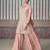 Rose pink sequins embroidery chinnon silk palazo with dupatta free size stitch