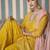 Yellow sequins embroidery chinnon silk palazo with dupatta free size stitch