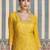 Yellow sequins embroidery chinnon silk palazo with dupatta free size stitch