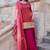 Magenta pink embroidered chinnon silk palazzo suit with dupatta