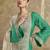 Green embroidered chinnon silk free size stitch gharara suit with dupatta