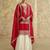 Red sequins embroidered chinnon silk free size stitch suit with dupatta