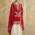 Red sequins embroidered chinnon silk free size stitch suit with dupatta