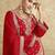 Red sequins embroidered chinnon silk free size stitch suit with dupatta