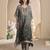 Grey black shaded viscose kaftan poncho style pant suit