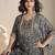 Grey black shaded viscose kaftan poncho style pant suit