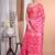 rani pink Jamdani silk blend Organza Saree With Blouse Piece