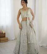 Grey Georgette Sequins Dori Work Lehenga Choli