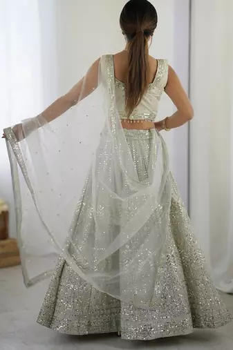 Grey Georgette Sequins Dori Work Lehenga Choli
