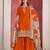 Orange embroidered chinon silk free size stitched sharara suit