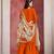Orange embroidered chinon silk free size stitched sharara suit