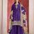 Purple embroidered chinon silk free size stitched sharara suit