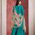 Turquoise embroidered chinon silk free size stitched sharara suit