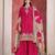 Dark magenta embroidered chinon silk free size stitched sharara suit