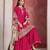 Dark magenta embroidered chinon silk free size stitched sharara suit