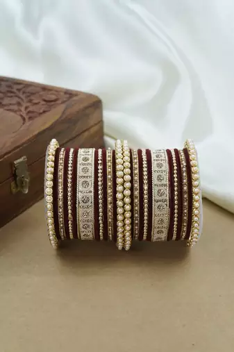 Pearl & diamond bangle set