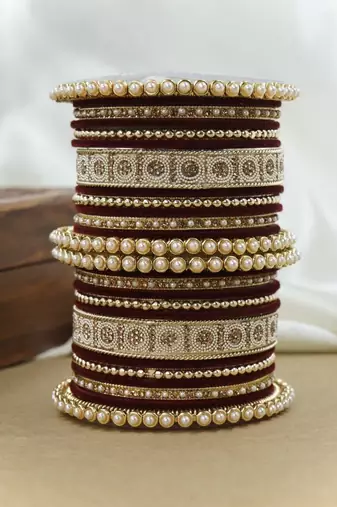 Pearl & diamond bangle set
