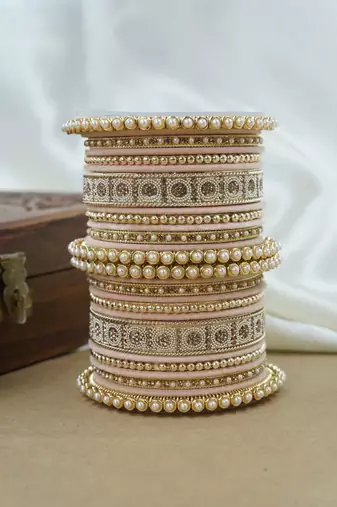 Pearl & diamond bangle set