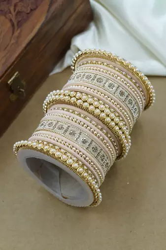 Pearl & diamond bangle set
