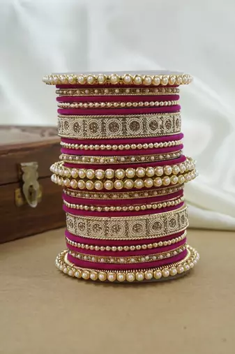 Pearl & diamond bangle set