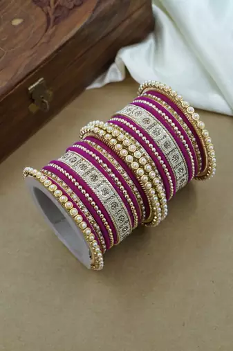Pearl & diamond bangle set