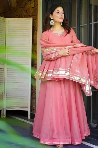 Floral Pink Sharara Suit Set With Dupatta Ethnic Wear Suit Set Festival Wear Dress