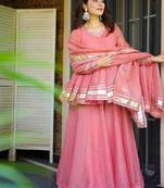 Floral Pink Sharara Suit Set With Dupatta Ethnic Wear Suit Set Festival Wear Dress