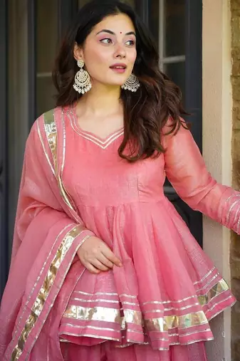 Floral Pink Sharara Suit Set With Dupatta Ethnic Wear Suit Set Festival Wear Dress
