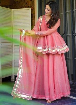 Floral Pink Sharara Suit Set With Dupatta Ethnic Wear Suit Set Festival Wear Dress 4