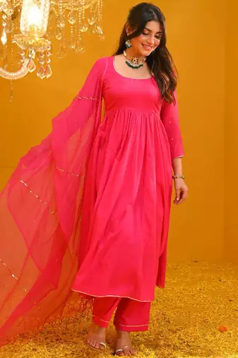 New Designer Stylish Cotton Suit Set With Dupatta Ethnic Wear Festival Wear Dress