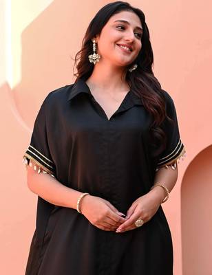 Black embroidered Kurta With Bottom Gota Work Kurta Set Party Wear Dress 2