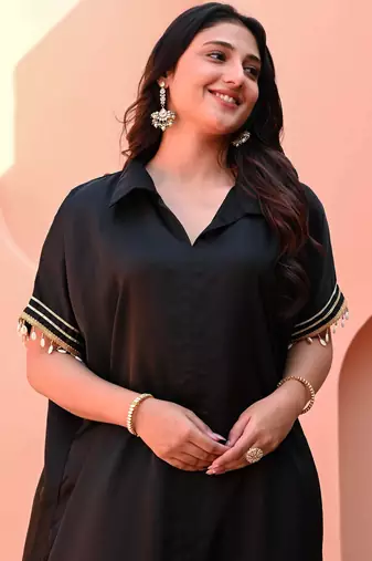 Black embroidered Kurta With Bottom Gota Work Kurta Set Party Wear Dress