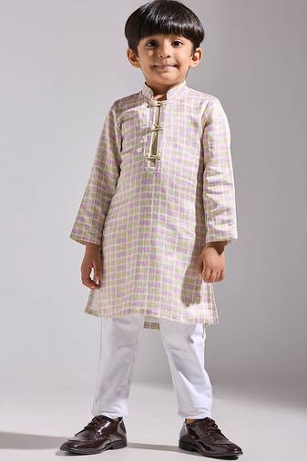 Multicolor printed satin kurta