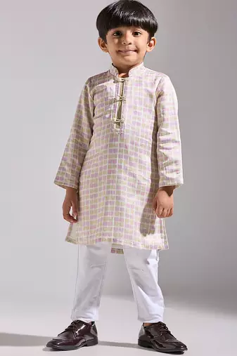 Multicolor printed satin kurta