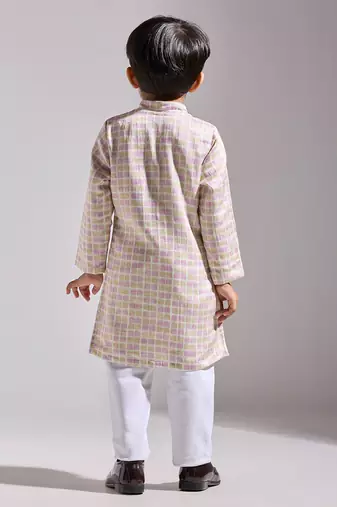 Multicolor printed satin kurta