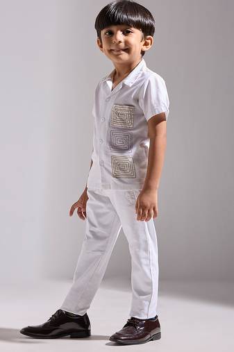 White embroidered cotton shirt
