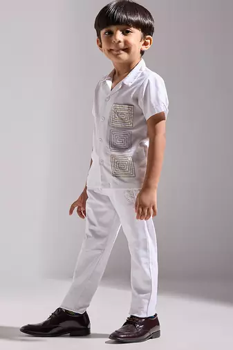 White embroidered cotton shirt