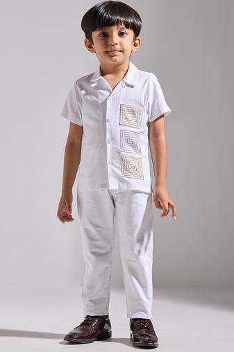 White embroidered cotton shirt